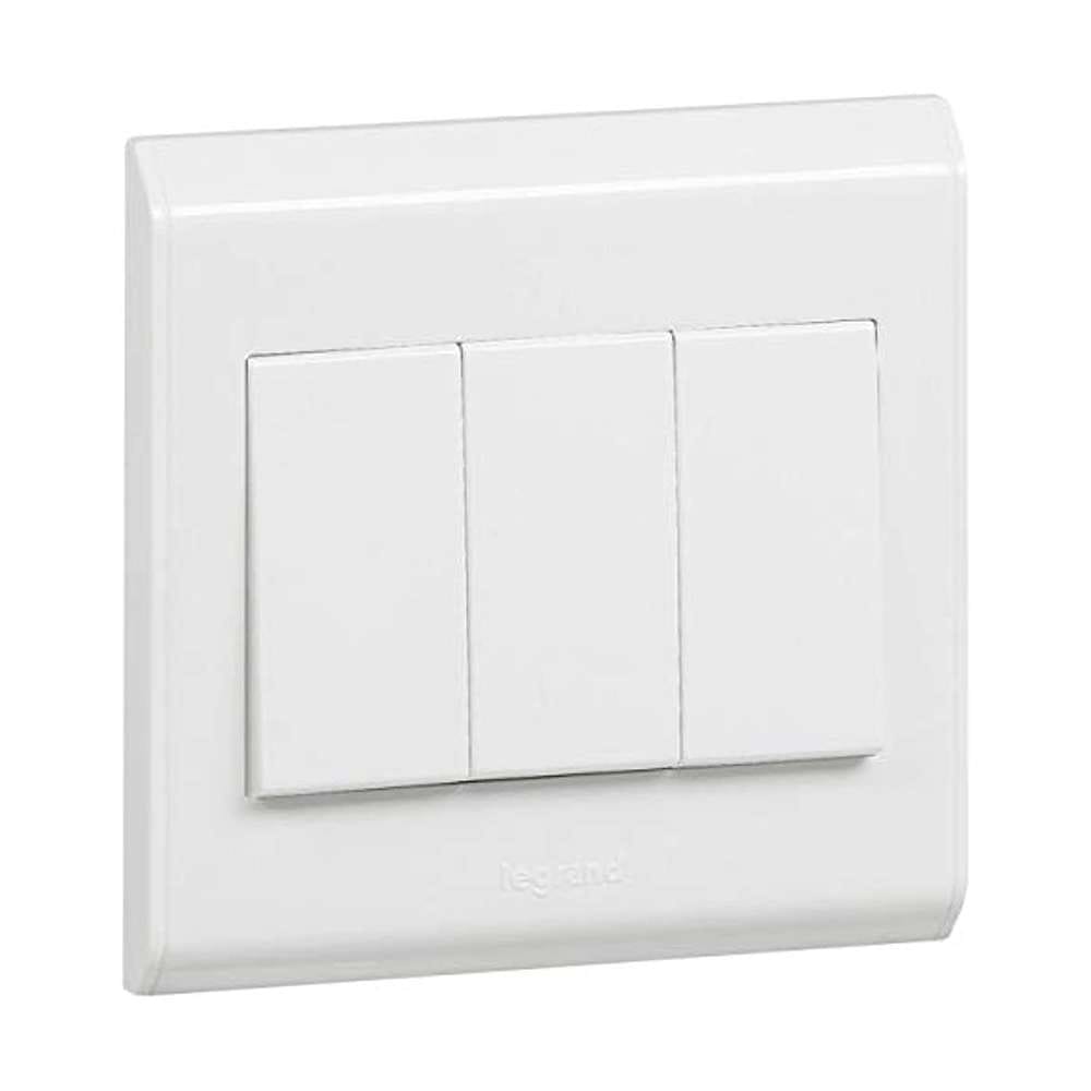 Legrand Belanko 3-Gang 2-Way Switch 617005, Multi-Circuit Control, Smooth Rockers, Sleek Plate
