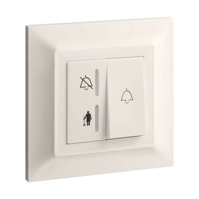 Legrand Belanko S Bell Push Switch with Indicator, 1-Gang 6A, Status Lens & Momentary Push, Suitable for Home Interiors - Ivory