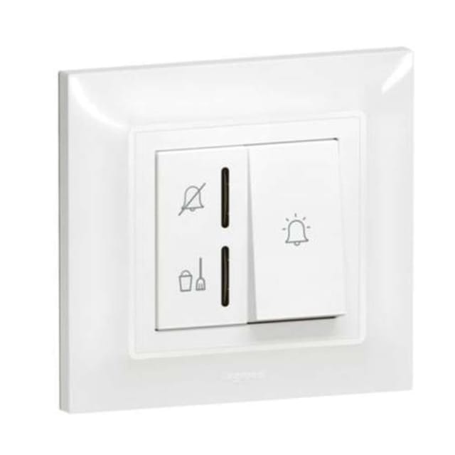 Legrand Belanko S Bell Push Switch with Indicator, 1-Gang 6A, Status Lens & Momentary Push, Suitable for Home Interiors - White