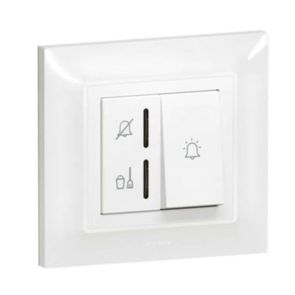 Legrand Belanko S Bell Push Switch with Indicator, 1-Gang 6A, Status Lens & Momentary Push, Suitable for Home Interiors - White