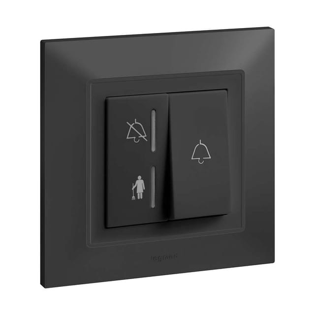 Legrand Belanko S Bell Push Switch with Indicator, 1-Gang 6A, Status Lens & Momentary Push, Suitable for Home Interiors - Anthracite