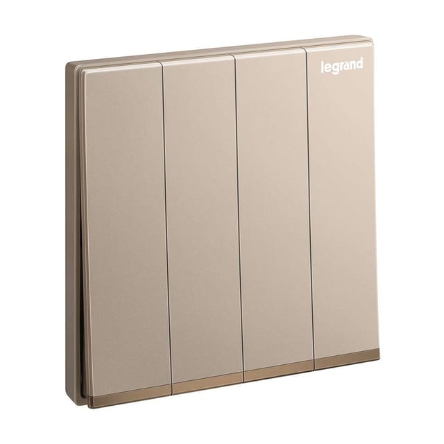 Legrand Galion 4-Gang 1-Way 16AX Switch, Quad Single-Point Control, Suitable for Home & Office - Rose Gold