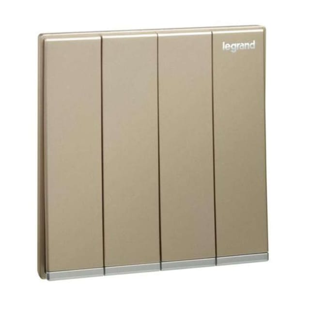 Legrand Galion 4-Gang 1-Way 16AX Switch, Quad Single-Point Control, Suitable for Home & Office - Champagne