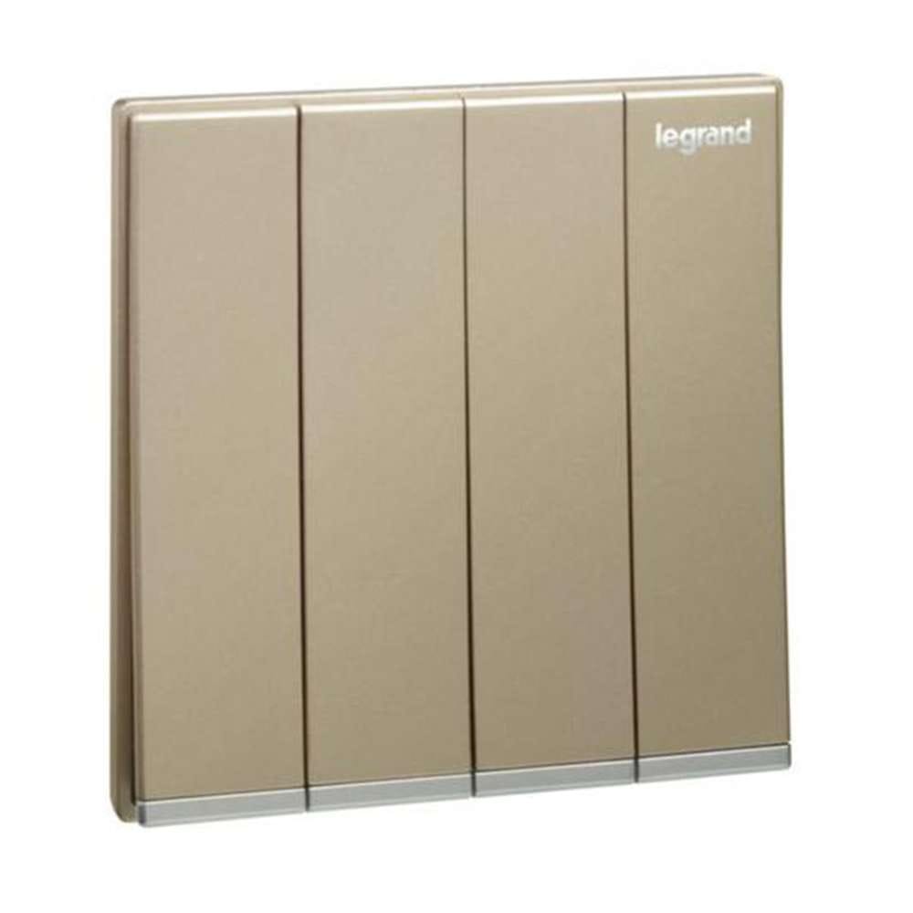 Legrand Galion 4-Gang 1-Way 16AX Switch, Quad Single-Point Control, Suitable for Home & Office - Champagne