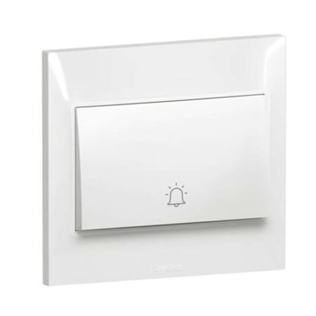 Legrand Belanko S Bell Push Switch, 1-Gang 4A 250V, Big Rocker for Accessibility, Quick Activation, Suitable for Modern Interir - White