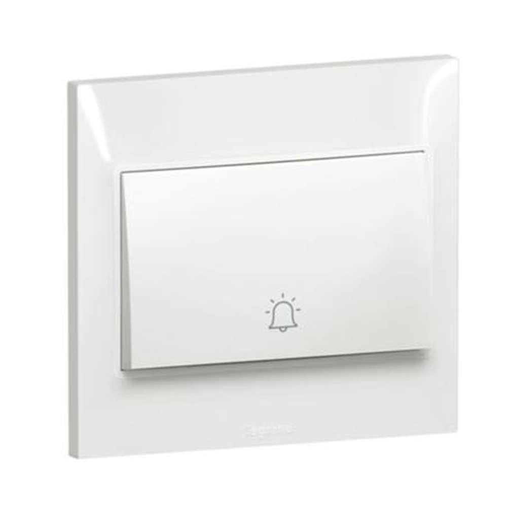 Legrand Belanko S Bell Push Switch, 1-Gang 4A 250V, Big Rocker for Accessibility, Quick Activation, Suitable for Modern Interir - White