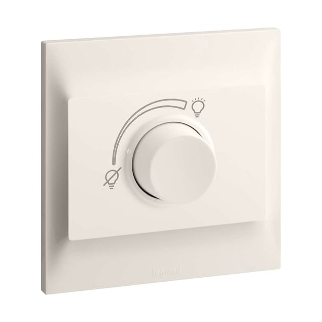 Legrand Belanko S 500W Rotary Dimmer, 1-Gang, Push-On/Off with Smooth Dimming, Classic Look, Simple Scene Control, Suitable for Bedrooms - Ivory