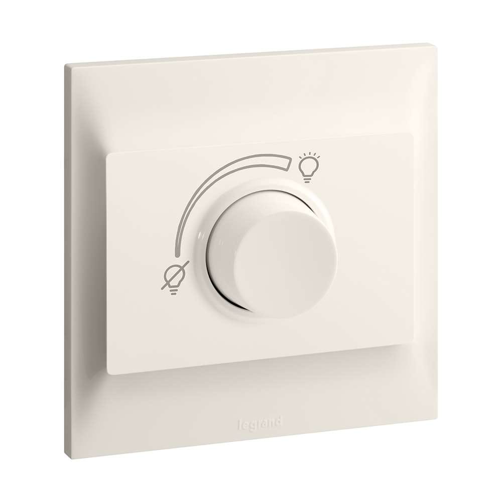 Legrand Belanko S 500W Rotary Dimmer, 1-Gang, Push-On/Off with Smooth Dimming, Classic Look, Simple Scene Control, Suitable for Bedrooms - Ivory