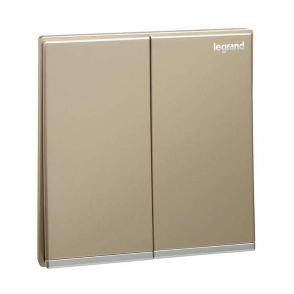 Legrand Galion 2-Gang 1-Way 16AX Switch, Dual Circuits, Single Location, Suitable for Home & Office - Champagne