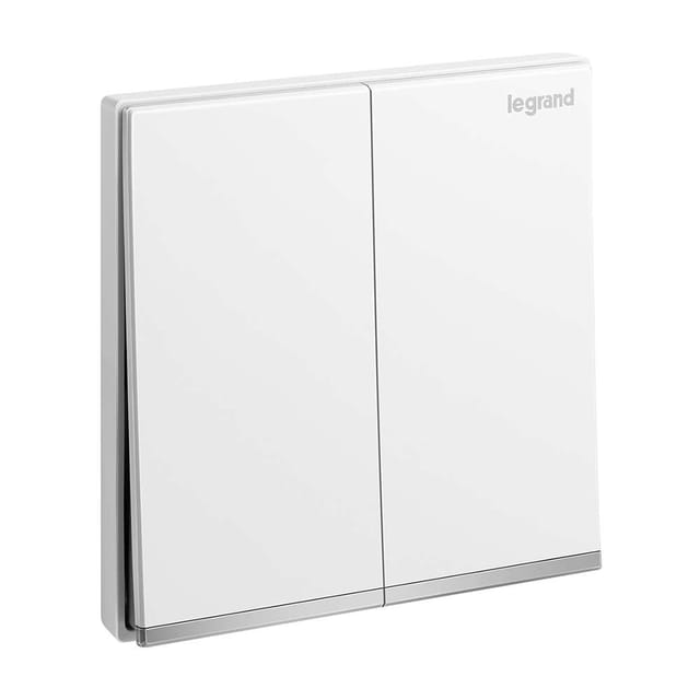 Legrand Galion 2-Gang 2-Way 16AX Switch, Dual Circuits, Two Locations, Suitable for Home & Office - White