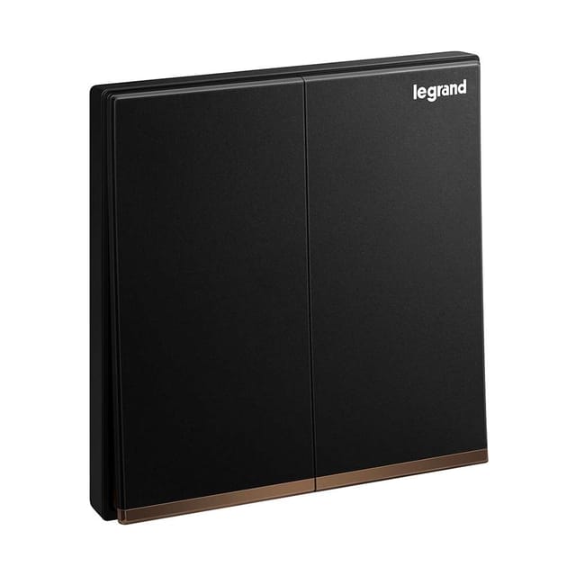Legrand Galion 2-Gang 2-Way 16AX Switch, Dual Circuits, Two Locations, Suitable for Home & Office - Black