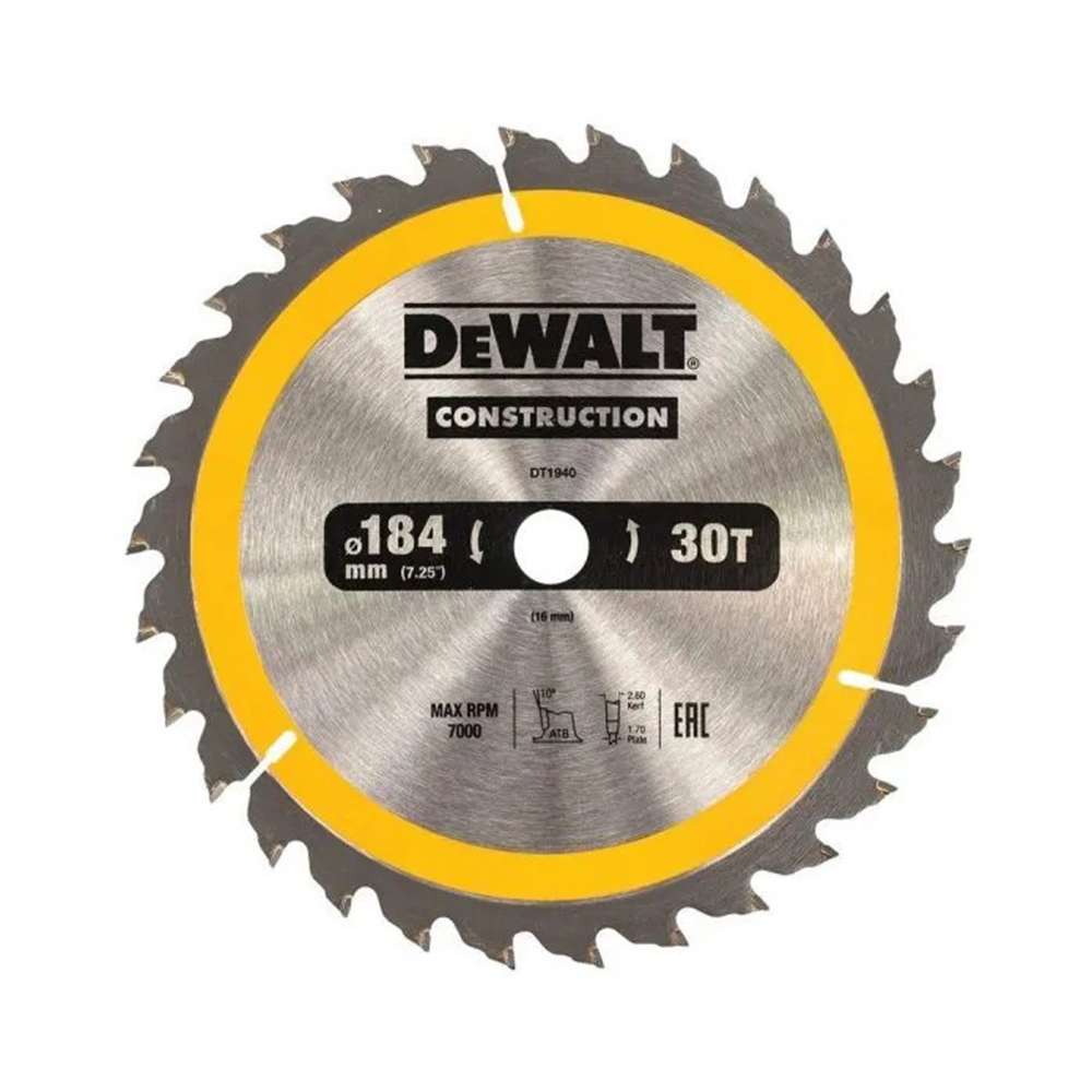 Dewalt DT1940-QZ Circular Saw Blades - Series 30 D184/BS16/1.7/2.6/30/ATB/10DEG
