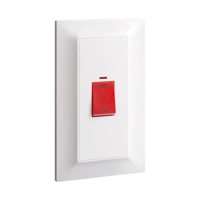 Legrand Belanko DP Switch Vertical 45A 1-Gang 617677, Heavy-Duty Isolation, Neon Indicator, Flush-Mount