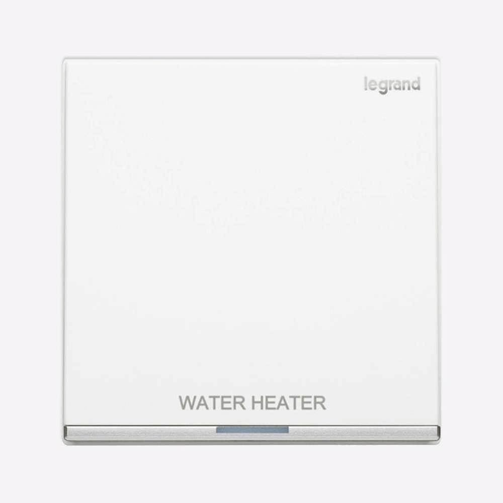 Legrand Galion 20A Double Pole Switch with Earth Terminal Water Heater, Marked Isolation, Suitable for Home - White
