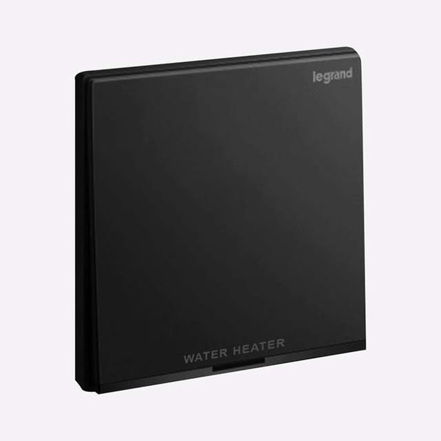 Legrand Galion 20A Double Pole Switch with Earth Terminal Water Heater, Marked Isolation, Suitable for Home - Black