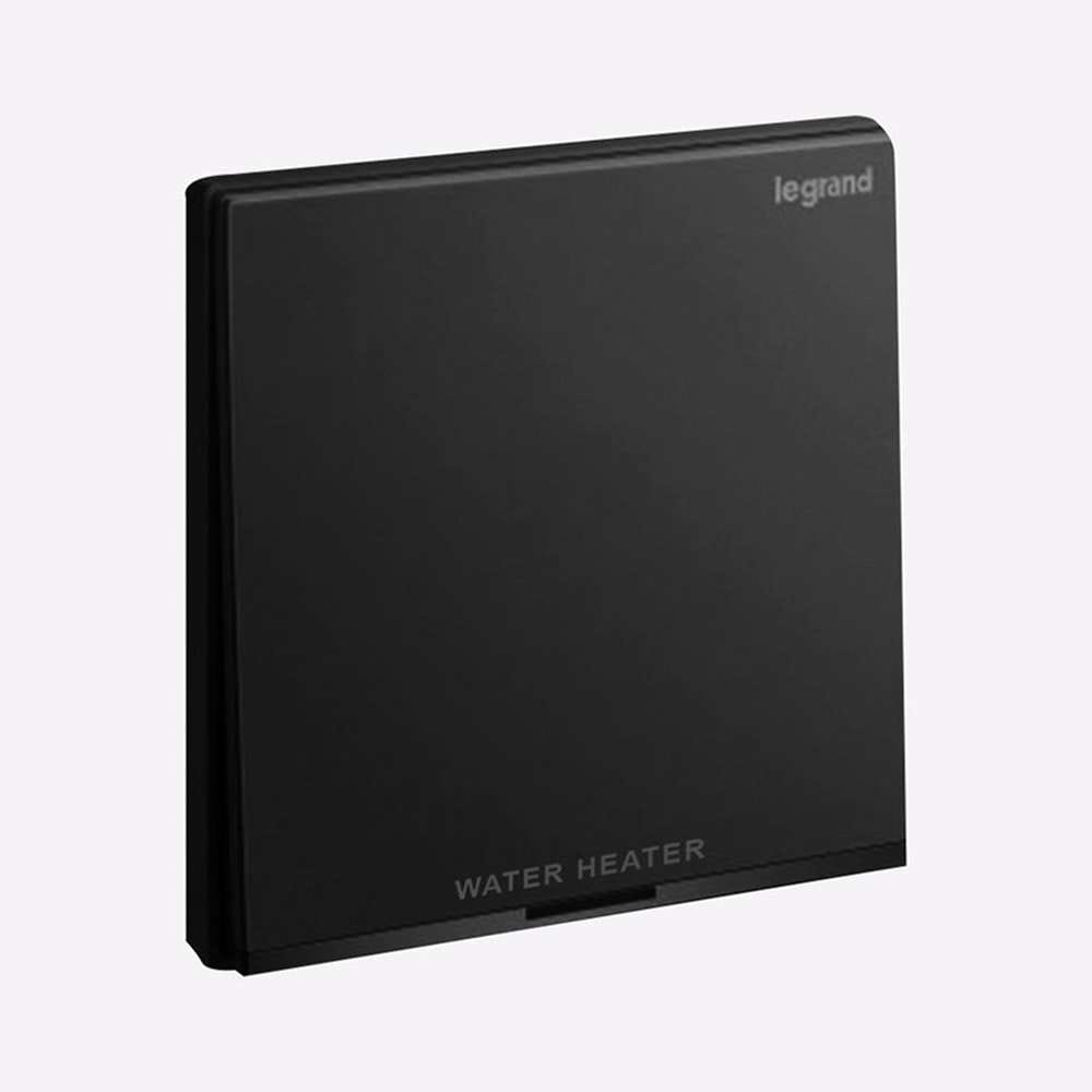 Legrand Galion 20A Double Pole Switch with Earth Terminal Water Heater, Marked Isolation, Suitable for Home - Black
