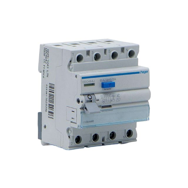 Hager 63A 4Pole 100Ma RCCB Earth Leakage Circuit Breaker (ELCB)