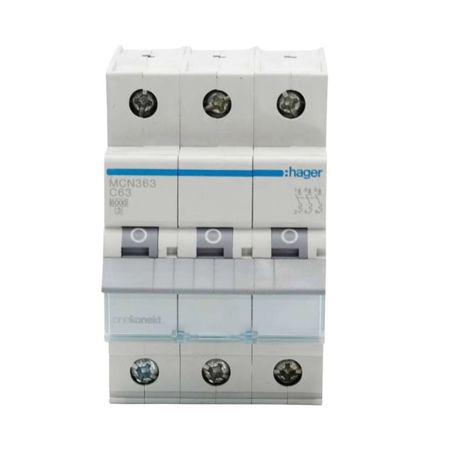 Hager 63A 3Pole 6Ka Miniature Circuit Breaker (MCB)