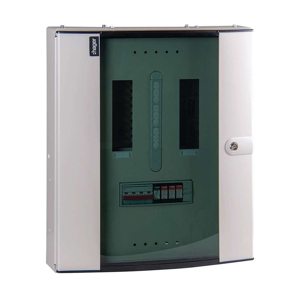 Hager Distribution Board, 8+6 Way, TPN Ready, Metal Enclosure