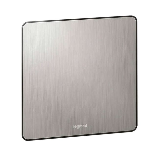 Legrand Blanking Plate, 3x3, Brushed Stainless Steel Finish