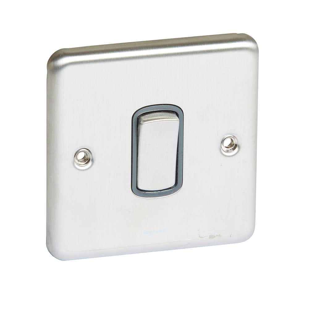 Legrand 1-Gang 2-Way Switch, 3x3, Brushed Stainless Steel Finish