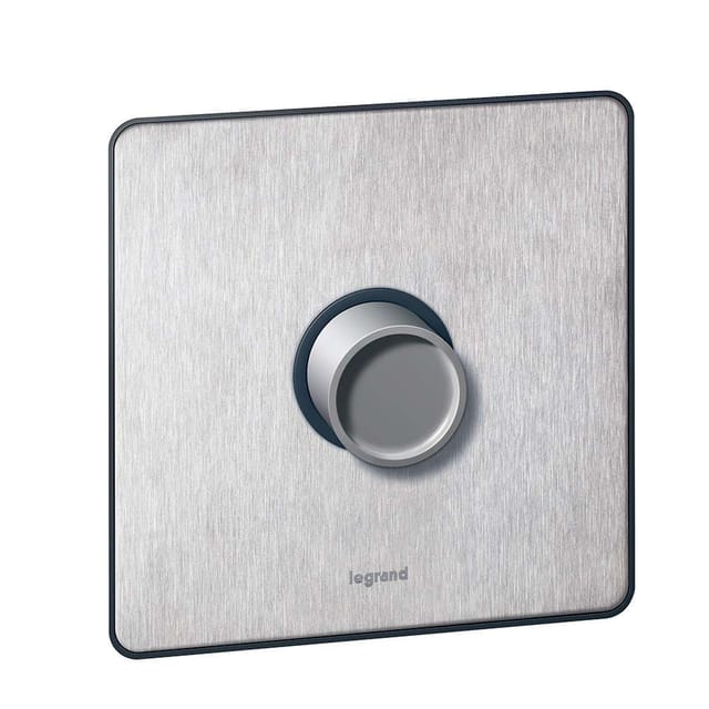 Legrand Synergy Sleek Dimmer 5W/300W 832151, Stainless-Steel Finish, Smooth Rotary, Flicker-Reduced