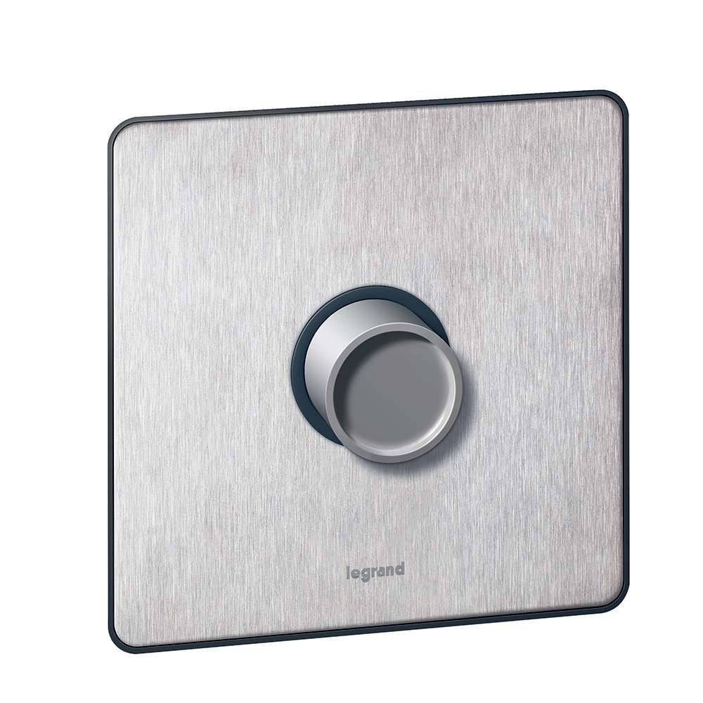Legrand Synergy Sleek Dimmer 5W/300W 832151, Stainless-Steel Finish, Smooth Rotary, Flicker-Reduced