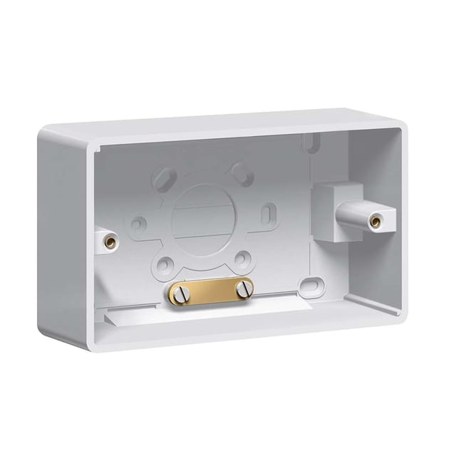 Legrand Synergy PVC Back Box 2-Gang, 50 mm & Cable Grip, Deep mount, Suitable for Mounting & Fixing - White
