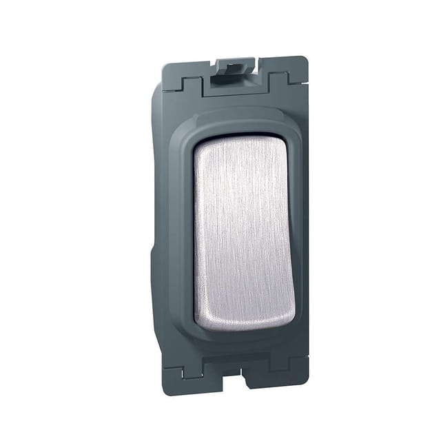 Legrand Synergy 20 AX Single Pole 2-Way Switch, Heavy-duty Two-Point Control, Suitable for Home & Office, Brushed Stainless Front - White
