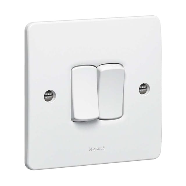 Legrand Synergy 2-Gang 2-Way 20AX Switch, Heavy-Duty Dual Circuits, Two Point, Suitable for Home & Office - White