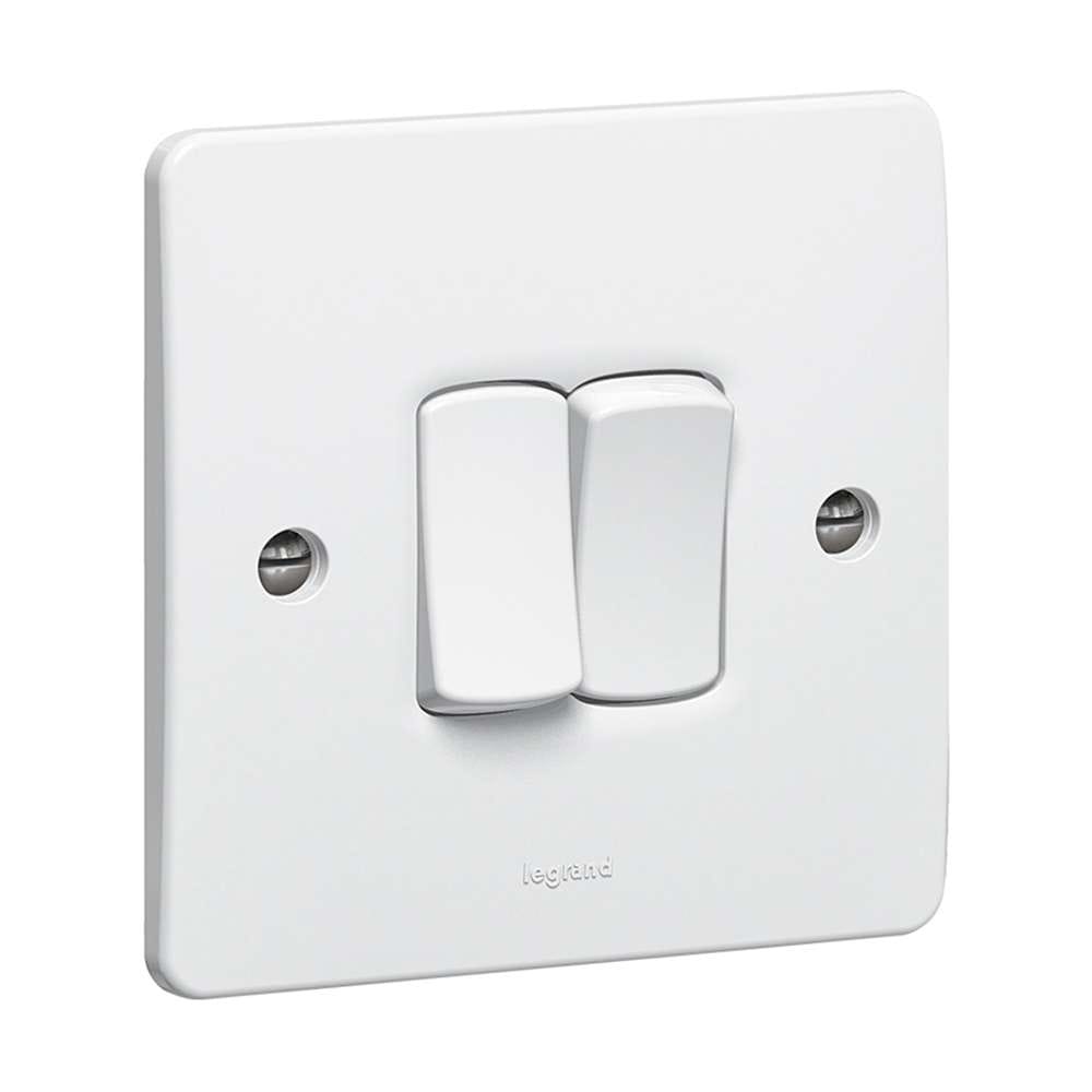 Legrand Synergy 2-Gang 2-Way 20AX Switch, Heavy-Duty Dual Circuits, Two Point, Suitable for Home & Office - White