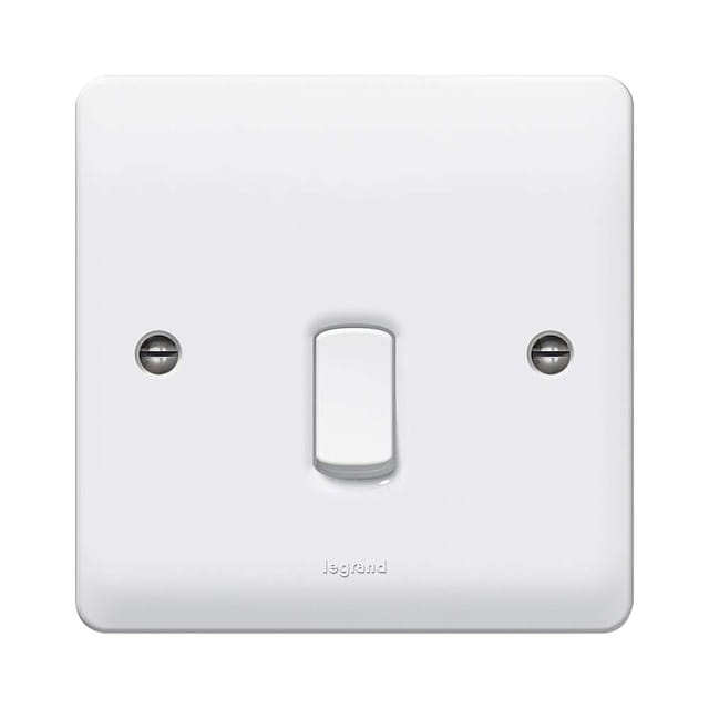 Legrand Synergy 20A Double Pole Switch with LED, Safer Single-Point Isolation, Suitable for Home - White