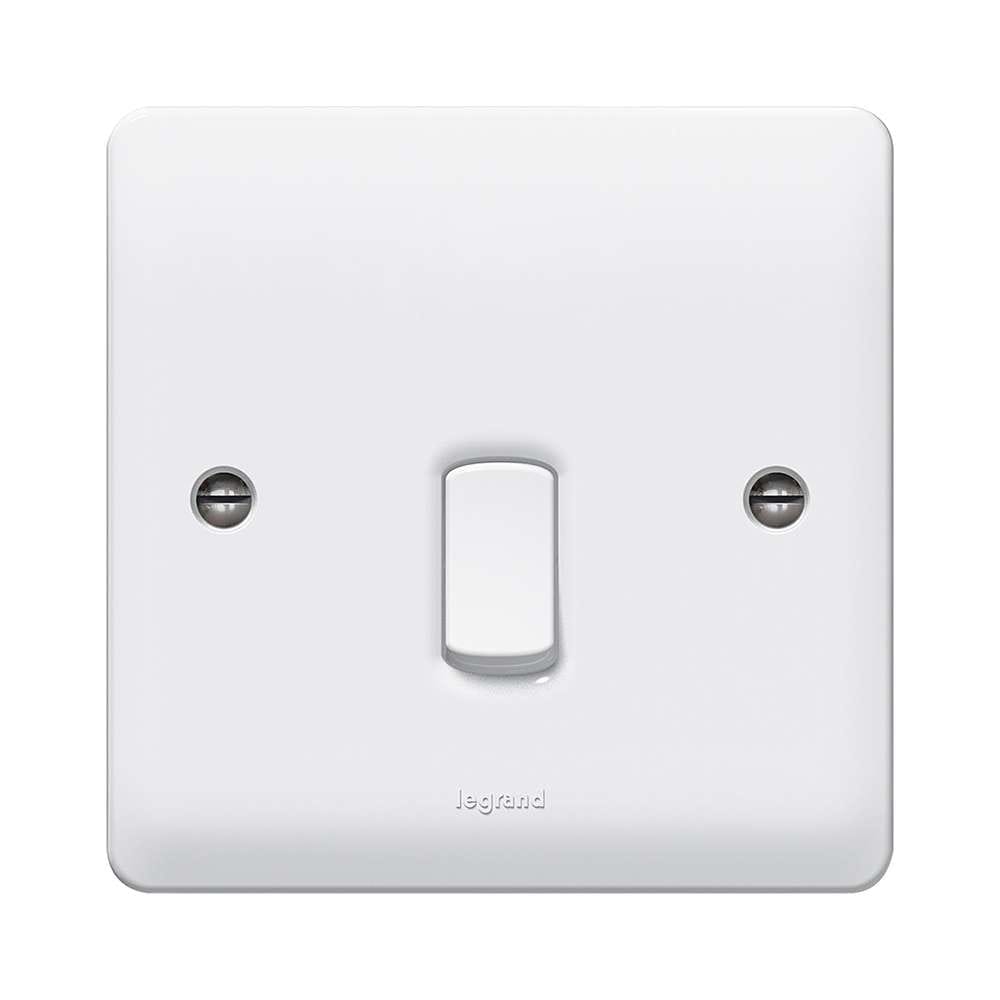 Legrand Synergy 20A Double Pole Switch with LED, Safer Single-Point Isolation, Suitable for Home - White