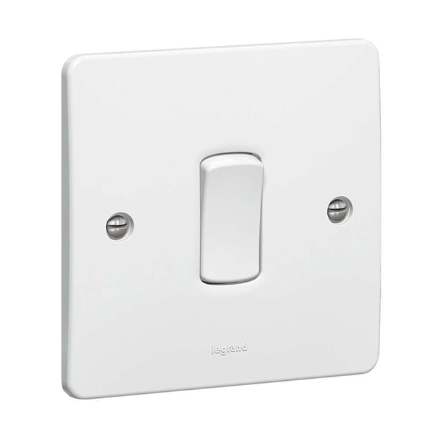 Legrand Synergy 20 AX 1-Way Switch, 1 Gang, Heavy-duty Single-Point Control, Suitable for Home - White