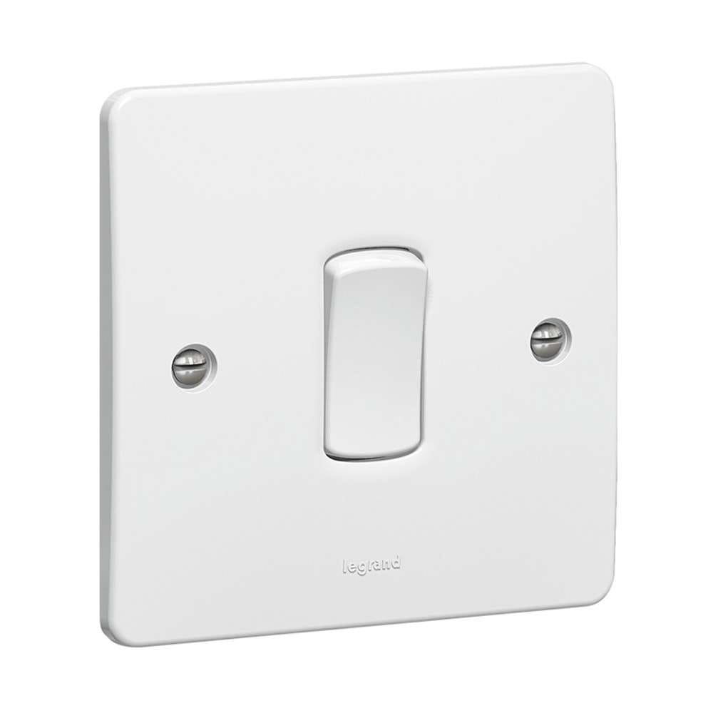 Legrand Synergy 20 AX 1-Way Switch, 1 Gang, Heavy-duty Single-Point Control, Suitable for Home - White