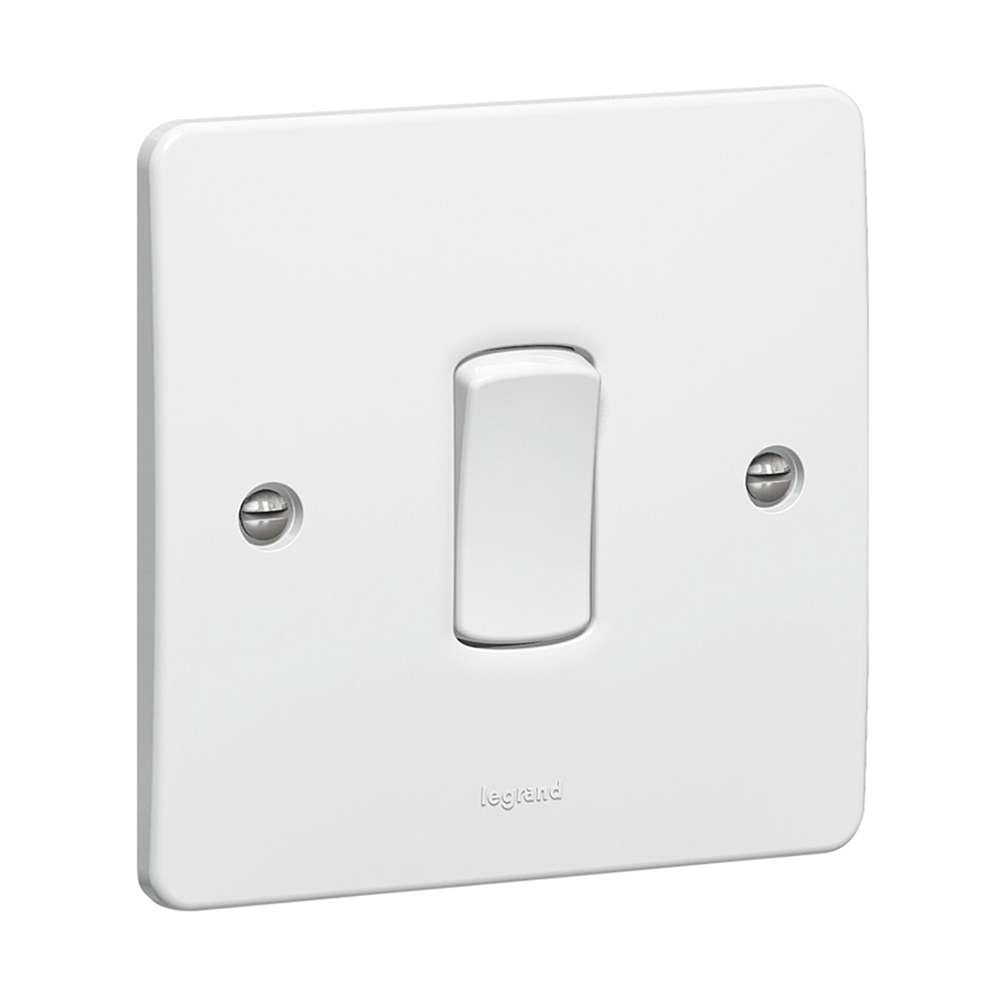 Legrand Synergy 20 AX 2-Way Switch, 1 Gang, Heavy-duty Single-Point Control, Suitable for Home - White