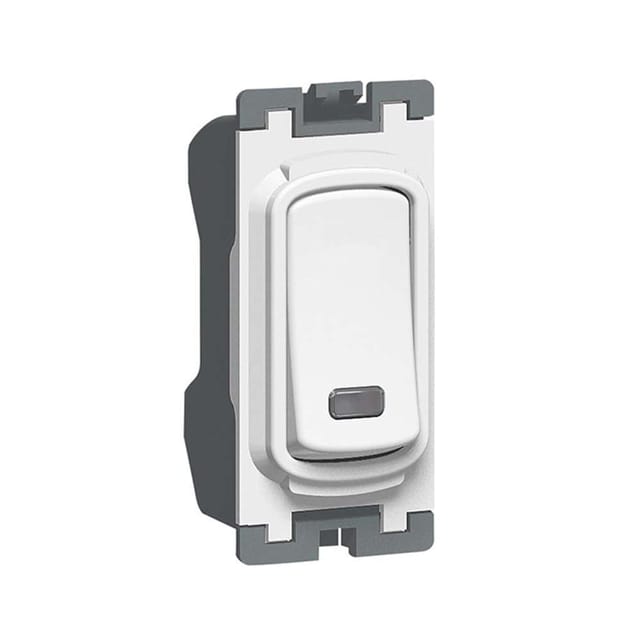 Legrand Synergy White 20 AX Double Pole 1-Way Switch with Neon, Safer Isolation & Status, Suitable for Home & Office - White