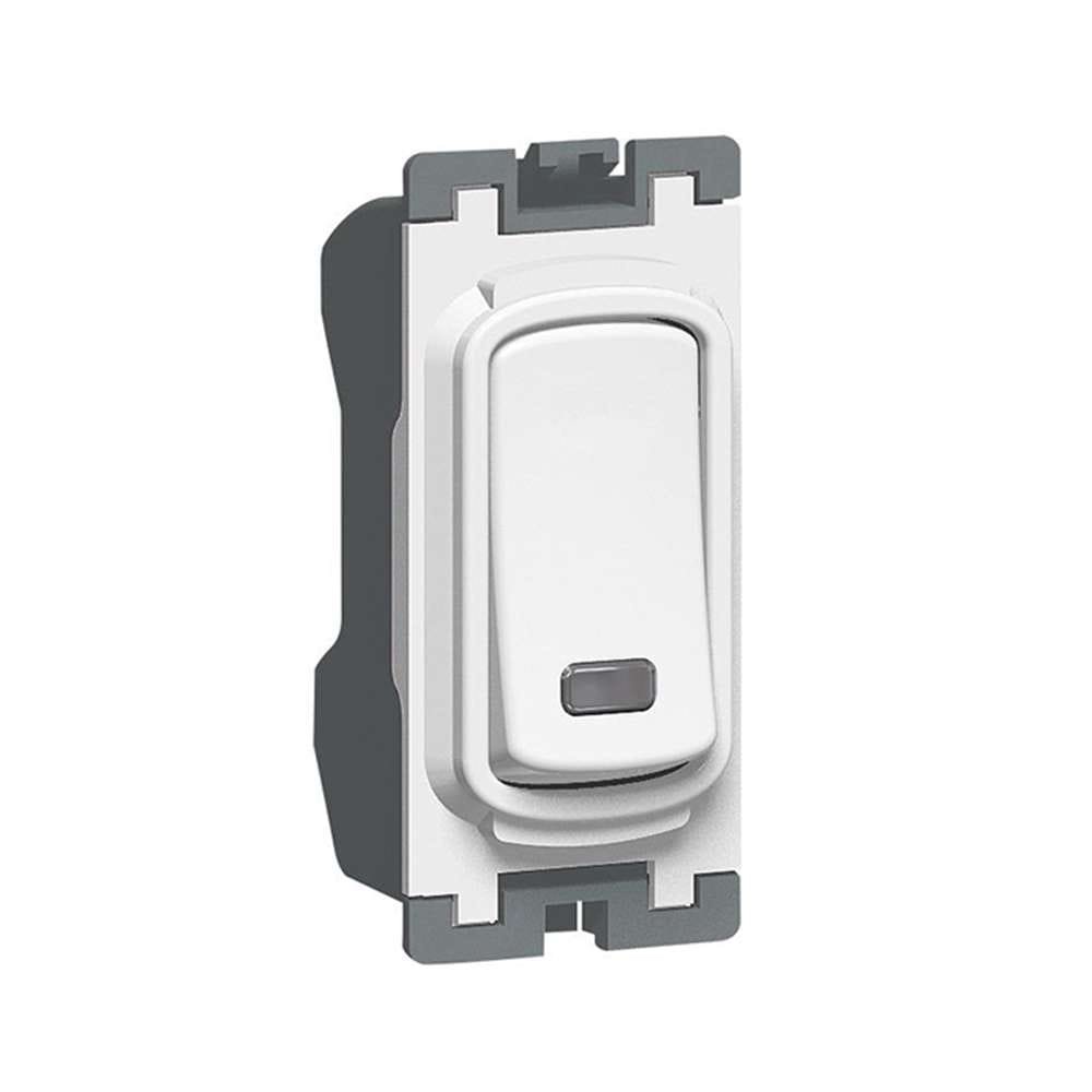 Legrand Synergy White 20 AX Double Pole 1-Way Switch with Neon, Safer Isolation & Status, Suitable for Home & Office - White