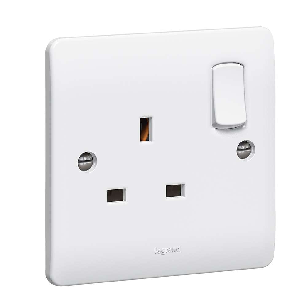 Legrand Synergy 13A Single Switched Socket, Suitable for Home & Office - White
