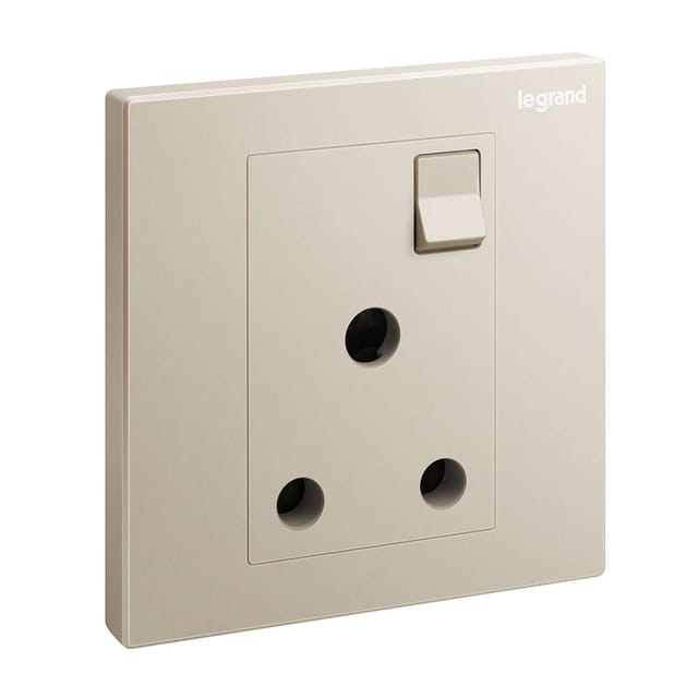 Legrand Galion 15A Switched Socket, Dedicated Higher-Duty Outlet, Suitable for Office - Champagne