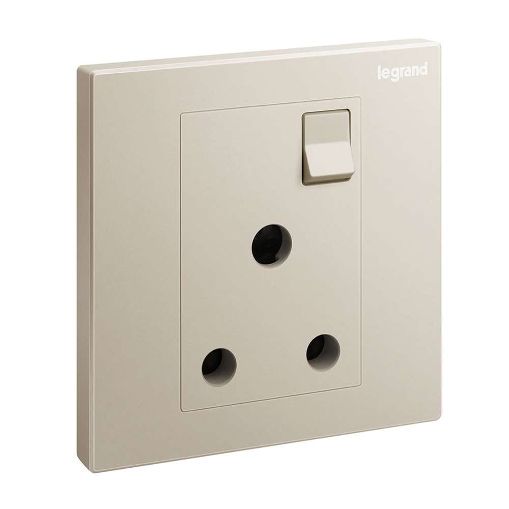Legrand Galion 15A Switched Socket, Dedicated Higher-Duty Outlet, Suitable for Office - Champagne