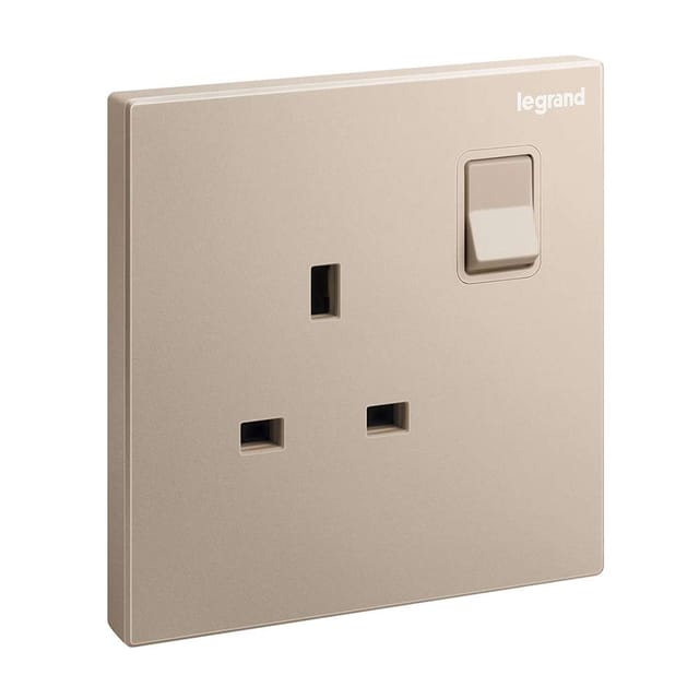 Legrand Galion 13A Single Switched Socket with LED, Compact Power with Status, Suitable for Office & Home - Rose Gold