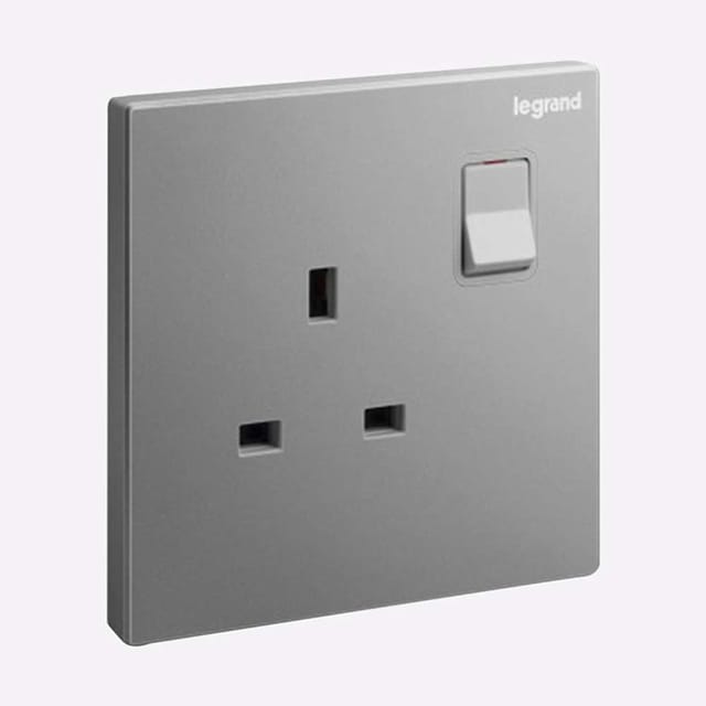 Legrand Galion 13A Single Switched Socket with LED, Compact Power with Status, Suitable for Office & Home - Dark Silver