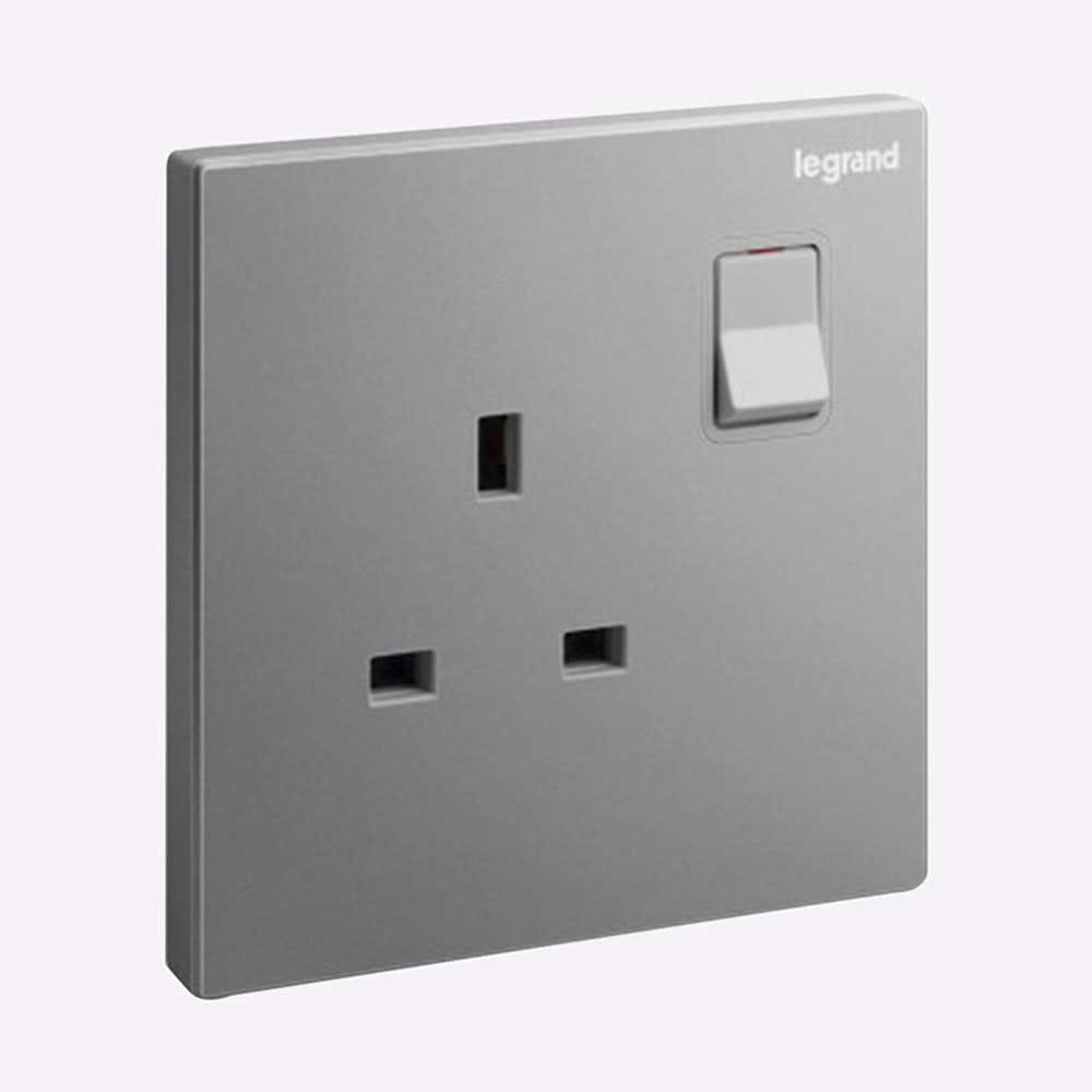 Legrand Galion 13A Single Switched Socket with LED, Compact Power with Status, Suitable for Office & Home - Dark Silver