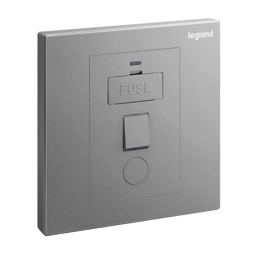 Legrand Galion S 13A FCU Switched Socket with C/O & LED, Metallic, Safe Spur, Suitable for Home & Office - Dark Silver