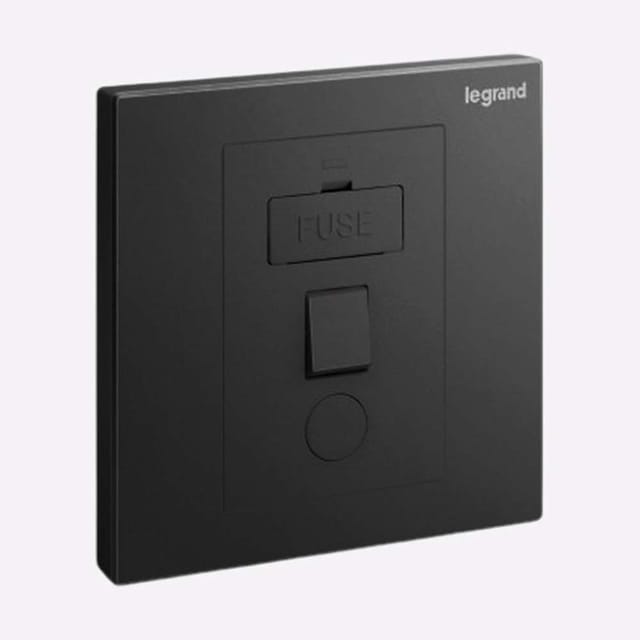 Legrand Galion S 13A FCU Switched Socket with C/O, Local Isolation Spur, Suitable for Home & Office - Black