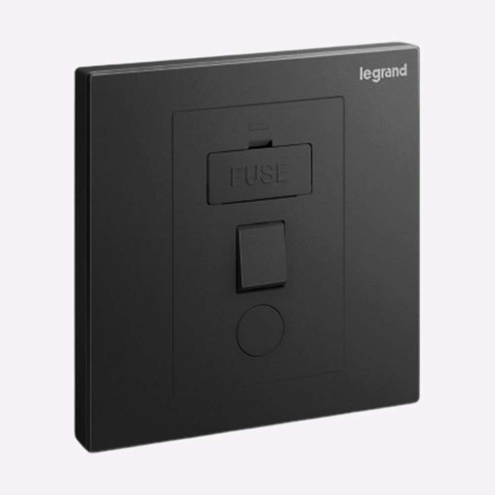 Legrand Galion S 13A FCU Switched Socket with C/O, Local Isolation Spur, Suitable for Home & Office - Black