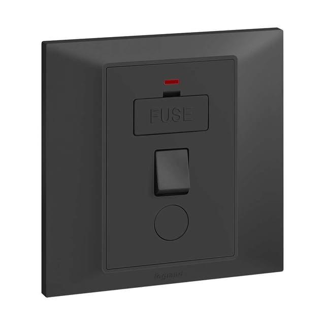 Legrand Galion S 13A FCU Switched Socket with C/O & LED, Isolated Appliance Spur, Suitable for Home & Office - Black