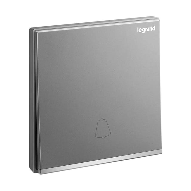 Legrand Galion Push Switch 10A with Bell Symbol, Doorbell Trigger, Suitable for Home & Apartments - Dark Silver Legrand Galion Push Switch 10A with Bell Symbol, Doorbell Trigger, Suitable for Home & Apartments - Dark Silver