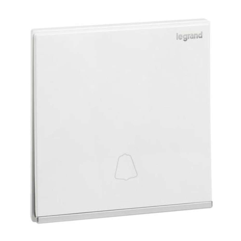 Legrand Galion Push Switch 10A with Bell Symbol, Doorbell Trigger, Suitable for Home & Apartments - White